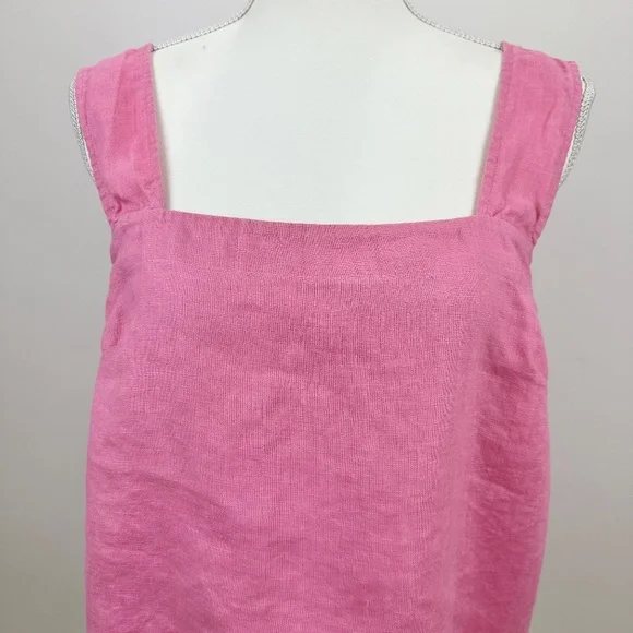 SOLD* Madewell Irene 100% Linen Cross Back Sleeveless Crop Top Pink - Picture 3 of 9